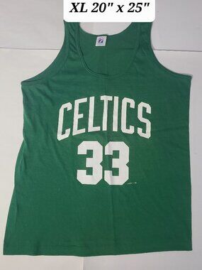 Vintage 80s Boston Celtics Larry Bird #33 Logo 7 Green XL Tank Top Made in USA